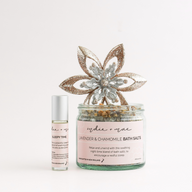 Aromatherapy Roller & Bath Salts with indie + Mae labels on them. 